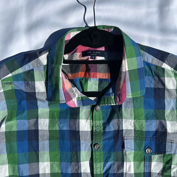 Ted Baker Mens Plaid Button Down Shirt Size 6 - Picture 3 of 5